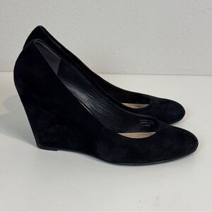 Via Spiga Black Suede Wedge Heels 10